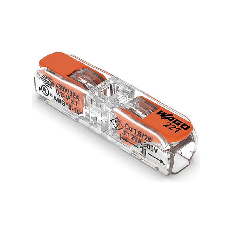 Pack De 60 Unidades - Conector Rapido En Linea Con Palanca 2 Conductores, Ø Maximo 4 Mm², 450 V , 32 A; Transparente; 8,1 X 35,5 X 8,9 Mm