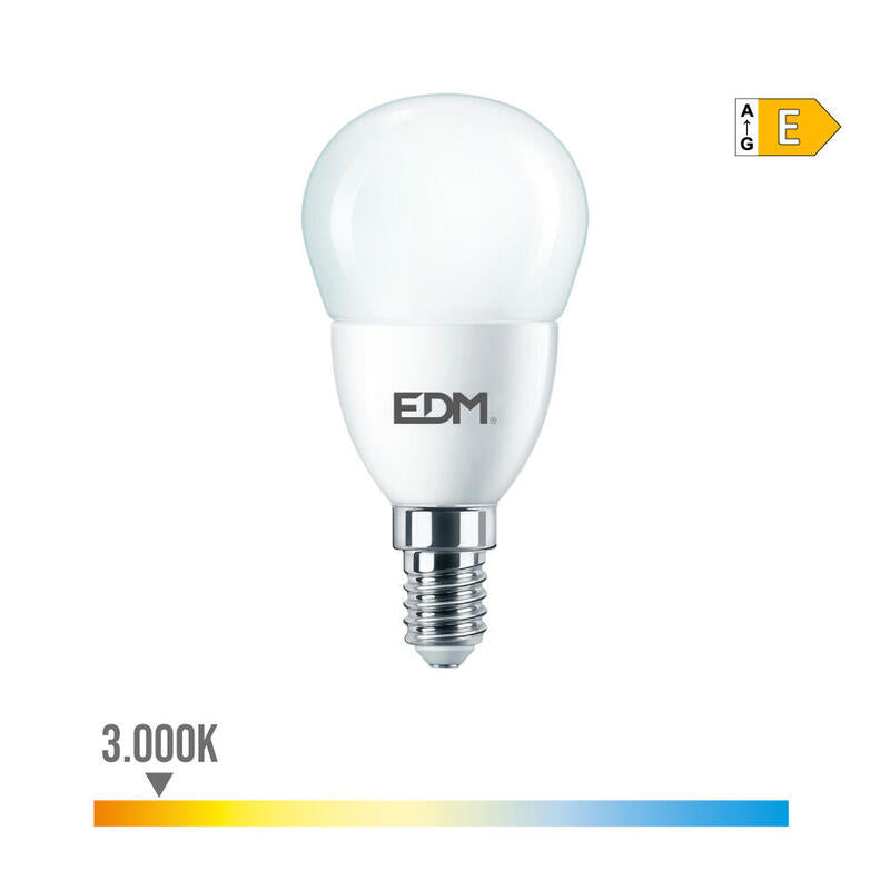 Pack De 7 Unidades - Bombilla Esferica Led E14 7w 806lm 3000k Luz Calida Ø4,8x9,5cm Edm