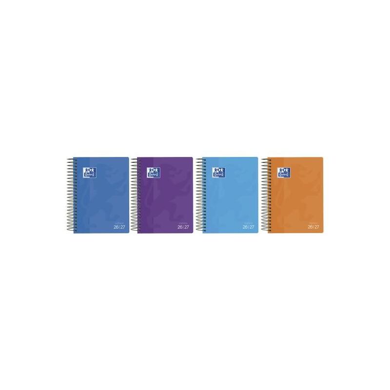 Pack De 8 Unidades Oxford School Agenda Escolar Con Espiral - Euskera - Tapa De Plastico - Formato Octavo - Dia Pagina