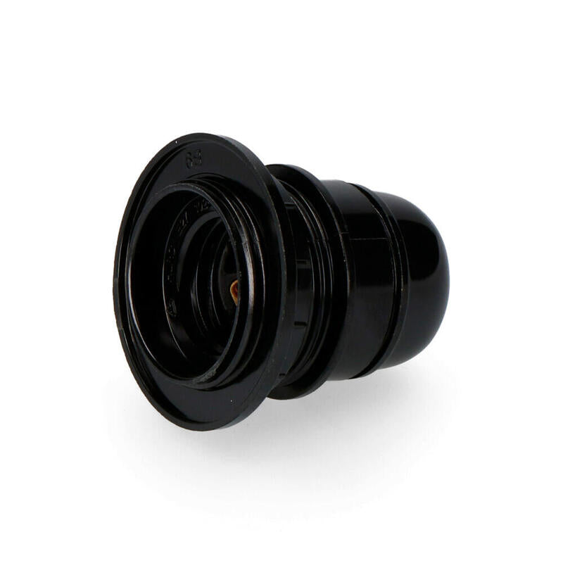 Pack De 8 Unidades - Portalamparas Semiroscado E-27 Homologado + Arandela (Retractilado) Negro Edm