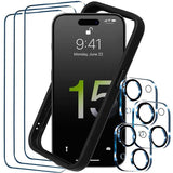 Pack De Accesorios Iphone 15 Plus Con 3 Protectores De Pantalla + 3 Protectores De Cámara + Funda Bumper