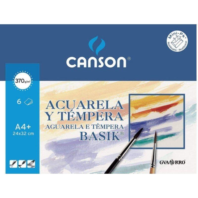 Pack Papel Acuarelas Y Témperas Canson Basik C400110488/ A4+/ 6 Hojas