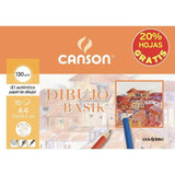 Pack Papel Dibujo Canson Dibujo Basik C400110486/ A4/ 10 Hojas