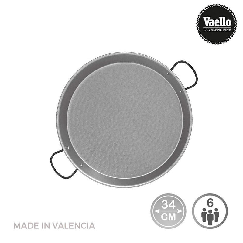 Paellera Acero Pulido Para Induccion Y Vitroceramica Ø34cm (6 Personas). Vaello