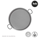 Paellera Acero Pulido Para Induccion Y Vitroceramica Ø38cm (8 Personas). Vaello