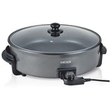 Paellera Eléctrica Haeger Gourmet 42 1500w 42*7cm Anti-Adherente Tapa Vidrio Con Respirador 5 Niveles Temperatura Base Estable