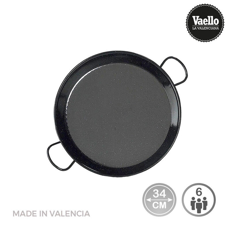 Paellera Tradicional Acero Esmaltado Ø34cm (6 Personas). Vaello