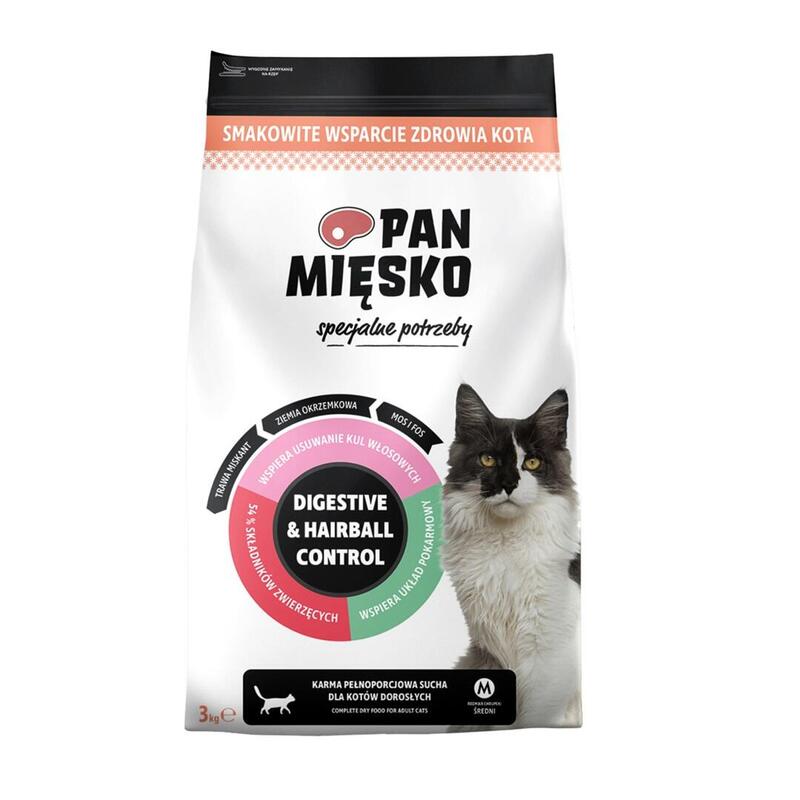Pan Miesko Digestive & Hairball Control Sucha Karma Dla Kota 3kg