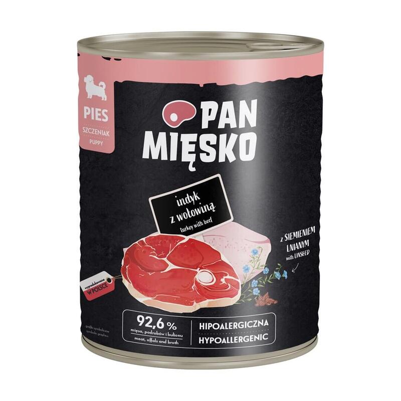 Pan Miesko Puppy Turkey With Beef - Comida Húmeda Para Perros - 800g