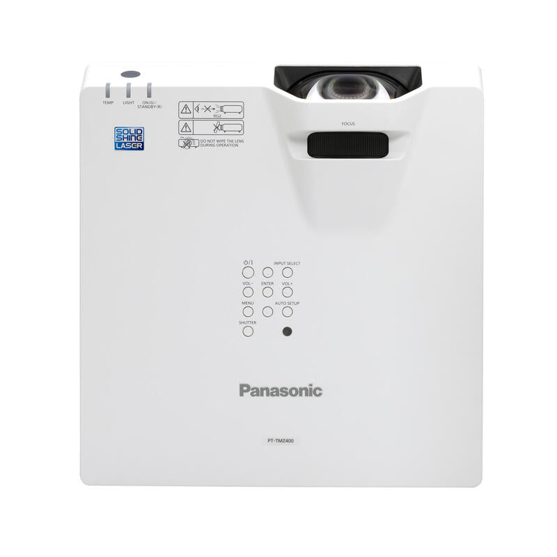 Panasonic Proyector (Pt-Tmz400) Short Throw / Brillo 4000 / Tecnología 3lcd / Resolución Wuxga / Óptica 0.47:1 / Laser / Up To 20.000hrs Light Source Life / 360°Projection, Wireless Content Sharing / Lámpara Ssi - No Lamp