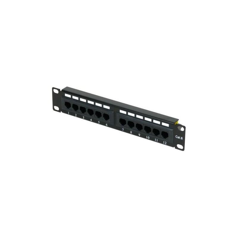 Panel De Parcheo Para Rack 10" 12 Puertos Utp Cat6 1u Negro