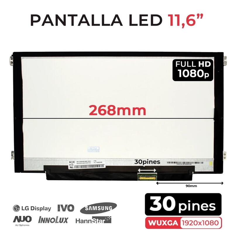 Pantalla 11.6" Para Portátil Nv116whm N47 Con Brackets