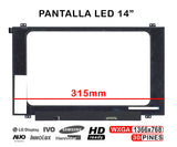 Pantalla Brillo Led De 14" Para Portátil Nt140Whm-N44 Nt140Whm-N44 V8.0 B140Xtn07.1 Hw0A 315Mm
