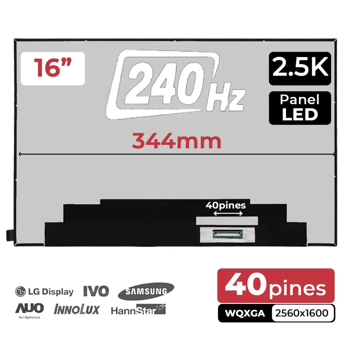 Pantalla Led De 16" Para Portátil Ne160Qdm-Nzb V8.0 240Hz