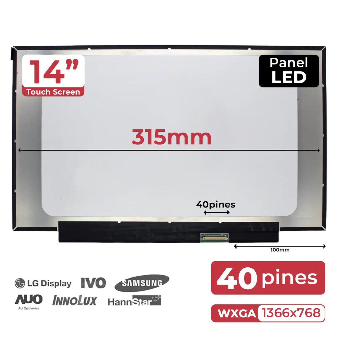 Pantalla Led Brillo De 14" M15330-001 Táctil 40 Pin Para Portátil Hp Chromebook 14A-Ca0030Wm 14A-Ca
