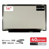 Pantalla Led De 14" Para Portátil B140qan01.0 2560x1440 40 Pines Sin Brackets