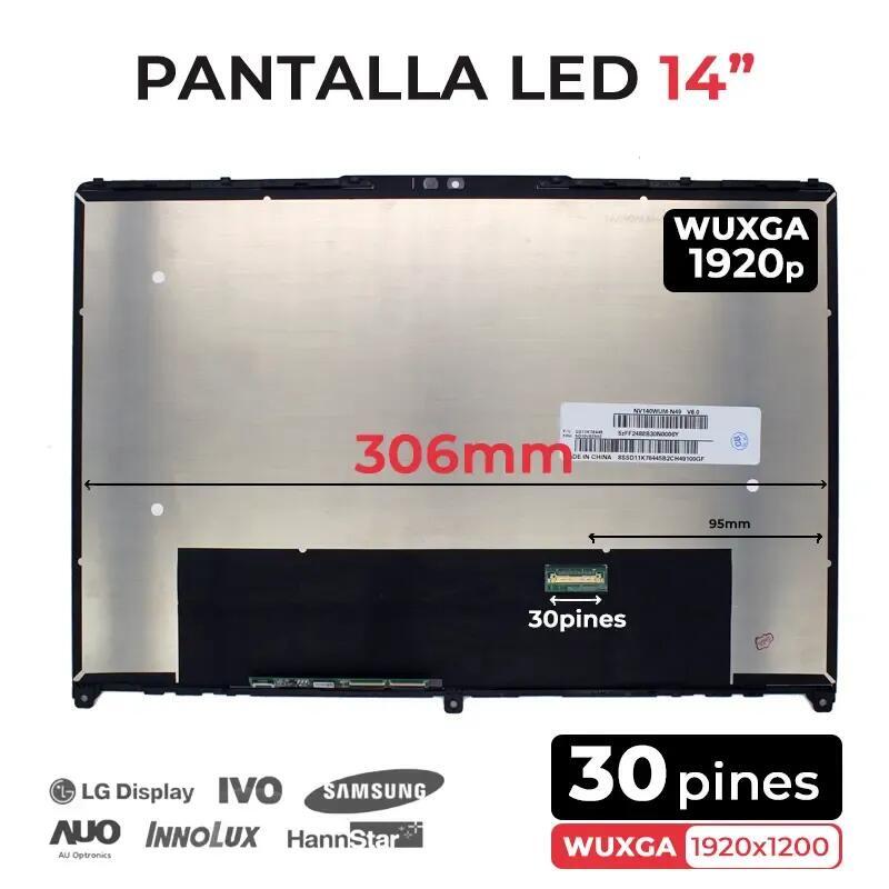 Pantalla Led De 14" Táctil Para Portátil Nv140wum N49 Nv140wum N49 V8.0 Con Marco