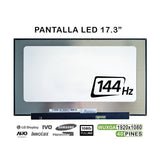 Pantalla Led De 17.3" Para Portátil Nv173fhm-Nx4 V8.0 144hz 40 Pines Fhd