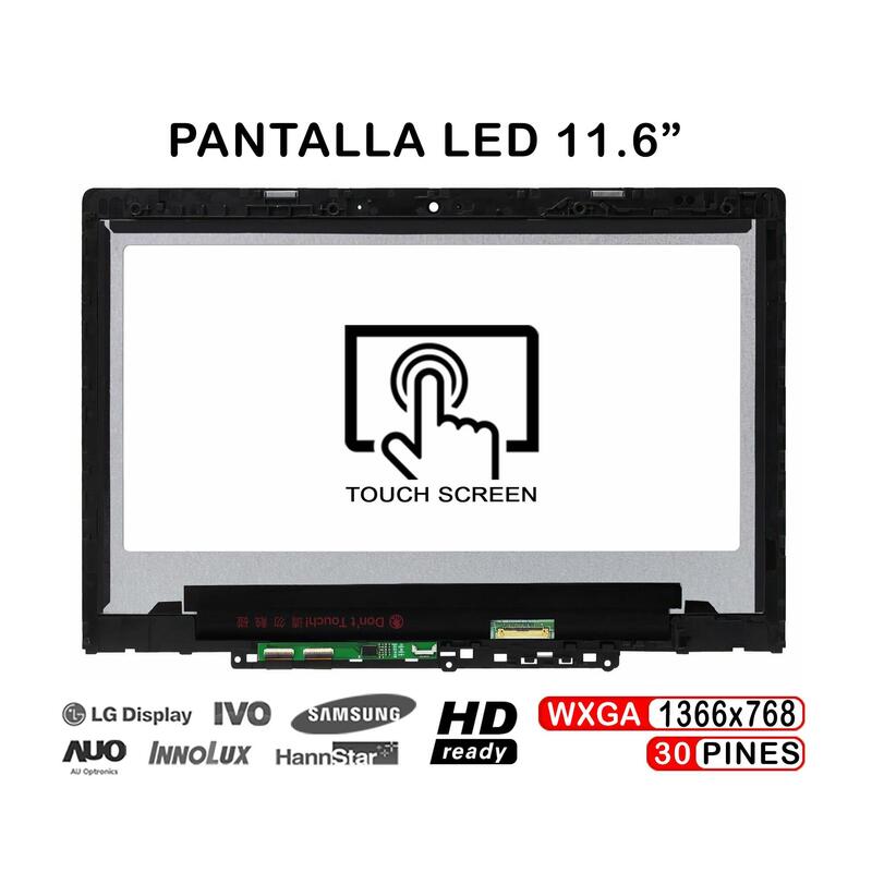 Pantalla Led Táctil Con Marco De 11.6" Para Portátil Lenovo Chromebook 300e 2nd Gen 81qc Mtk Sin G-Sensor