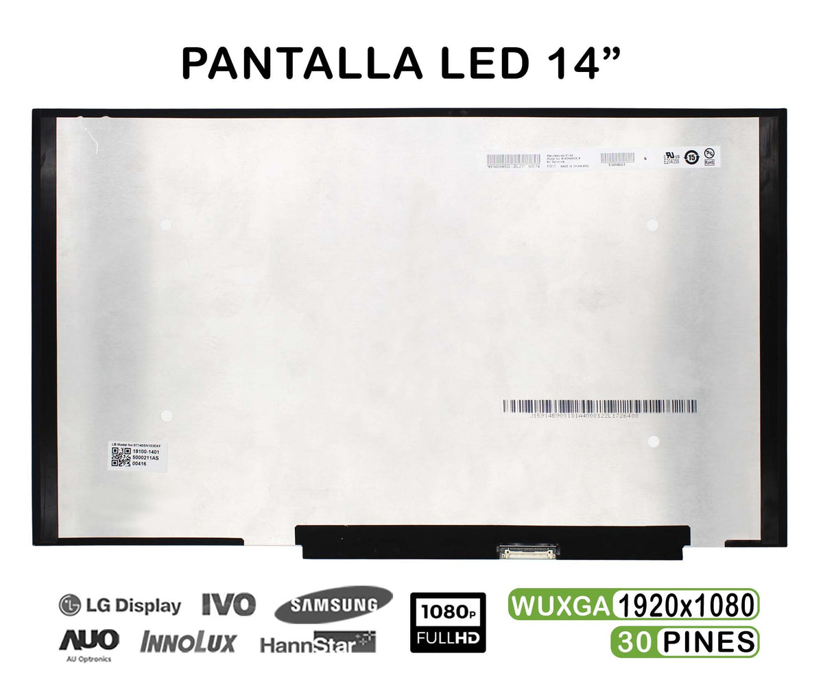 Pantalla Led De 14" Para Portátil 5D11B60376 Fhd 30 Pines