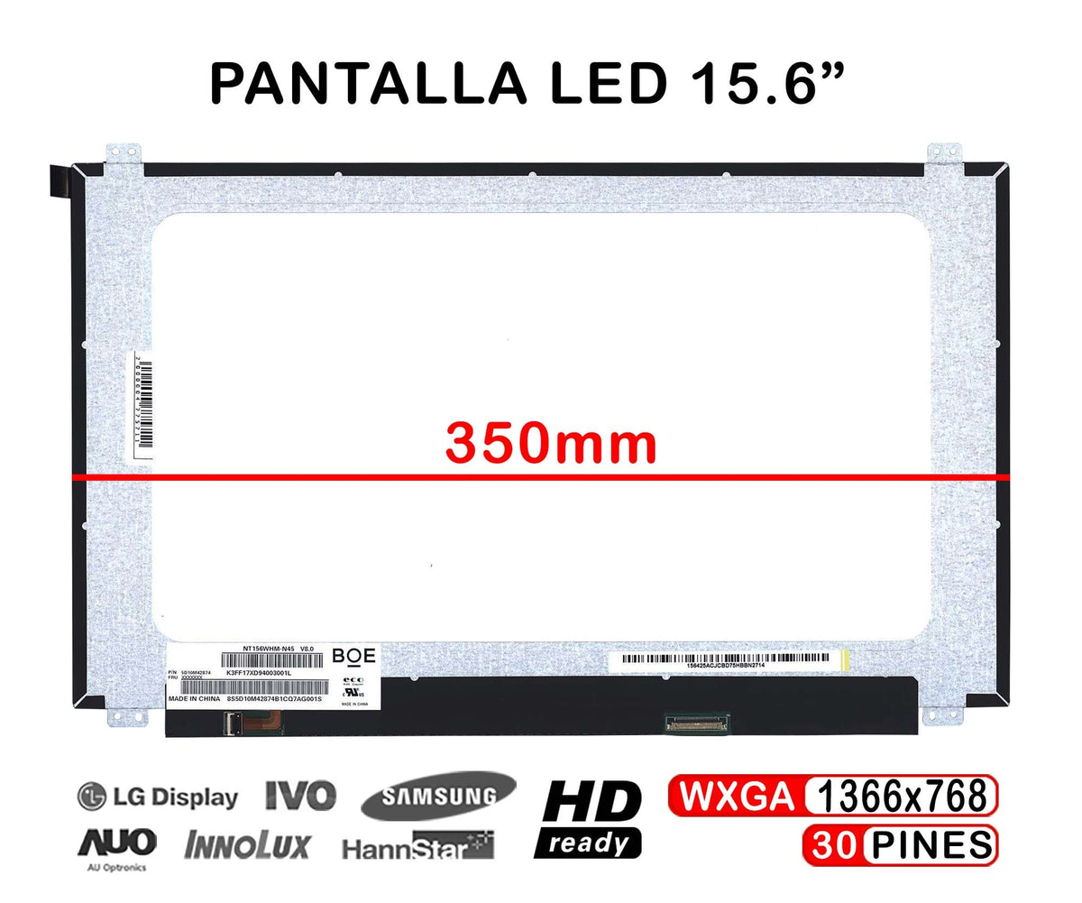 Pantalla Led De 15.6" Para Portátil Nt156Whm-N45 V8.1 350Mm