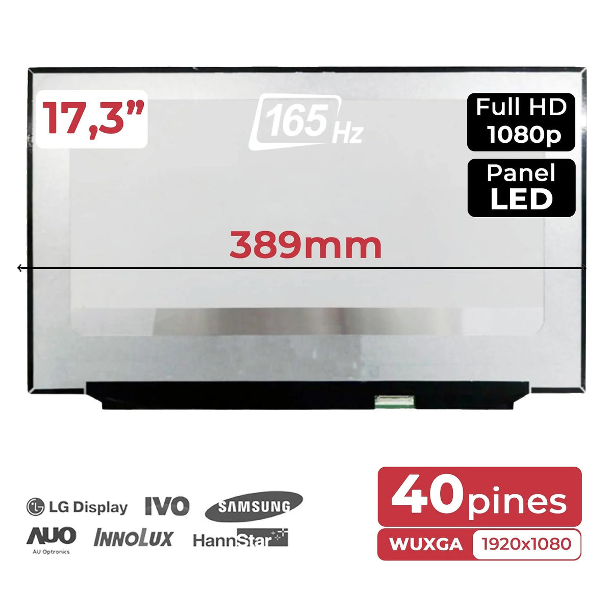 Pantalla Led De 17.3" Para Portátil N173Hme-G31 Lp173Wfg Spb1 165Hz Fhd 40 Pines