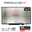 Pantalla Led De 14" Para Portátil Nv140Fhm-N4Z Fhd 30 Pines