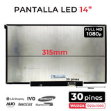 Pantalla Led De 14" Para Portátil Nv140Fhm-N4Z Fhd 30 Pines