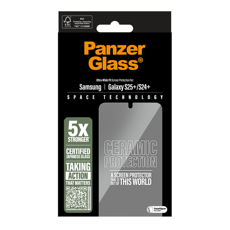 Panzerglass ® Ceramic Screen Protector Samsung Galaxy S25+  S24+  Ultra-Wide Fit W. Easyaligner Protector De Pantalla 1 Pieza(S)