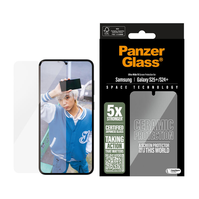 Panzerglass ® Ceramic Screen Protector Samsung Galaxy S25+  S24+  Ultra-Wide Fit W. Easyaligner Protector De Pantalla 1 Pieza(S)