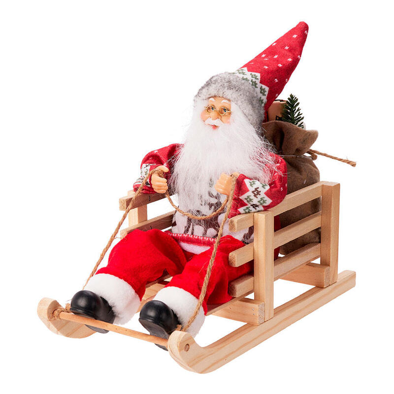 Papa Noel En Trineo, 15 X 34 X 25 Cm
