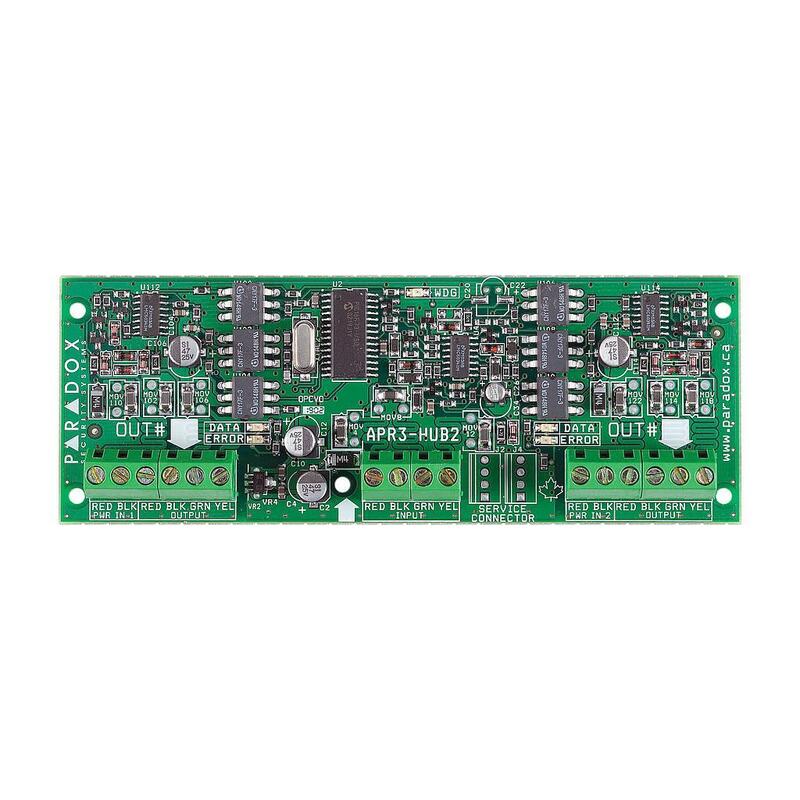 Paradox Hub2 Módulo Hub. Aislador Y Amplificador De Señal Para Bus. Divide El Bus En Dos Salidas Aisladas. Sin Caja.