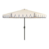 Parasol Para Jardín, Beige Con Ribete Azul, Ø270 X 235 Cm