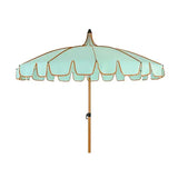 Parasol Para Jardín, Verde Agua Con Ribete Coral, Ø195 X 215 Cm