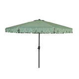 Parasol Para Jardín, Verde Con Ribete Blanco, Ø270 X 235 Cm
