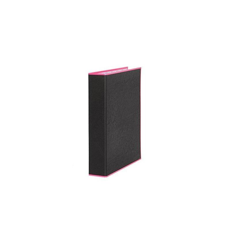 Pardo Carpeta Negra De Anillas Con Borde Neón 2x25mm A4 Pp Rosa Sueltas