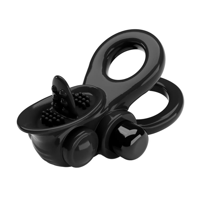 Pretty Love - Passionate Ring Doble Anillo Vibrador + Estimulador Clítoris Negro