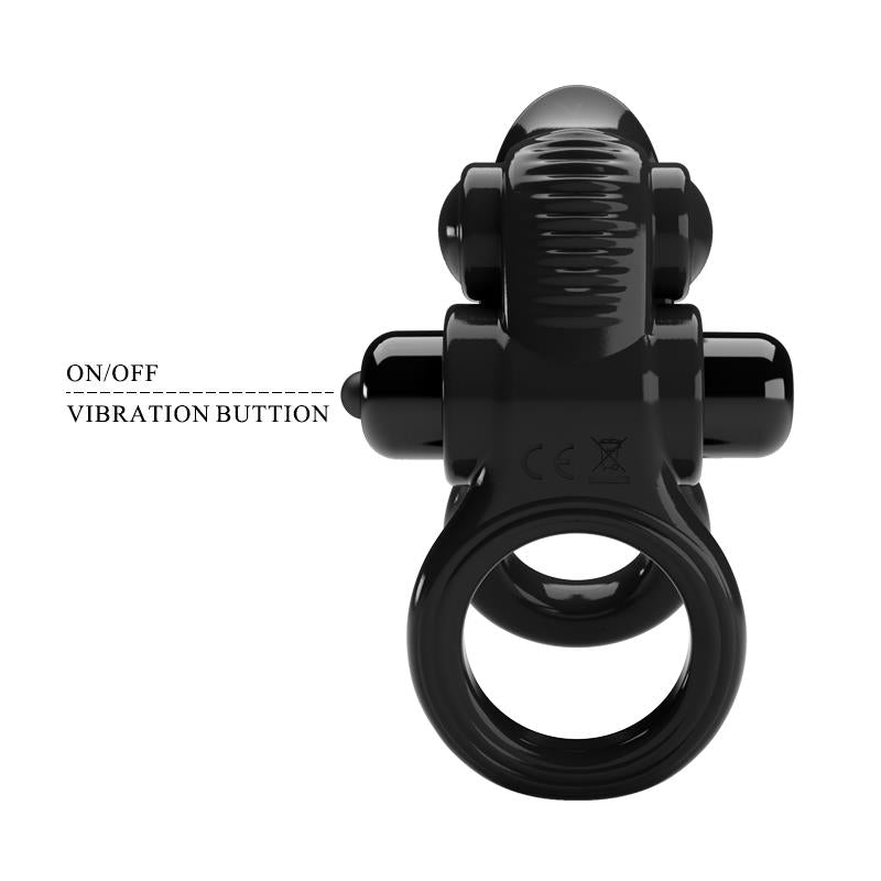 Pretty Love - Passionate Ring Doble Anillo Vibrador + Estimulador Clítoris Negro