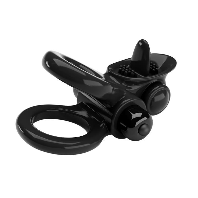 Pretty Love - Passionate Ring Doble Anillo Vibrador + Estimulador Clítoris Negro