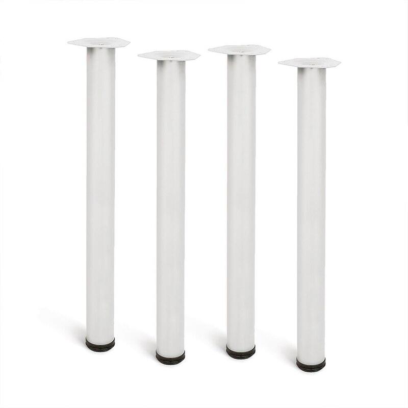 Pata Cilíndrica De Mesa, Modelo 4406, De Acero En Color Blanco, Ø60 X 710 Mm, 4 Uds