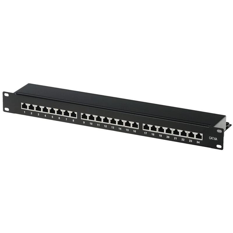 Patch Panel Helos Cat 6a 19 "1u 24 Puertos Negro