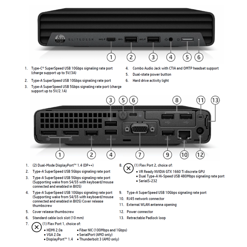 Pc Reacondicionado Hp Elitedesk 800 G6  I5-10500t  16gb  256gb Ssd  Intel Uhd Graphics 630  Wifi  W11 Pro  Grade B