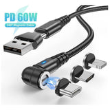 Pd60w 6 In 1 Multi Type C 540  Degree Magnetic Cable, 1m