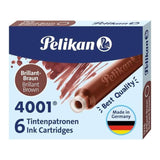 Pelikan Caja De 6 Cartuchos 4001 Tp/6 Tinta De Alta Calidad - Compatible Con Plumas Estilograficas - Color Marron