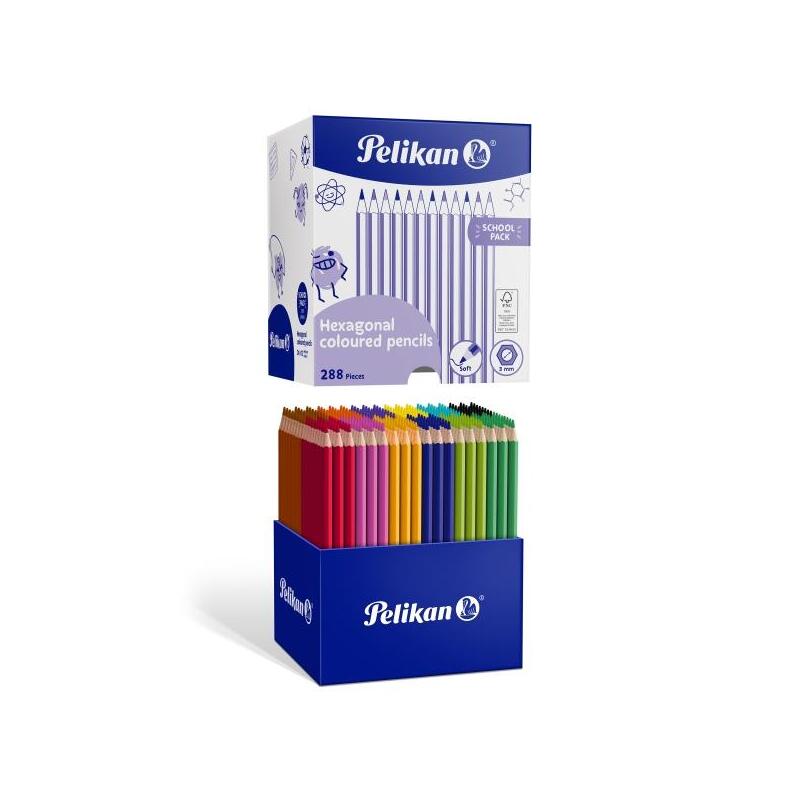 Pelikan Pack De 288 Lapices De Colores - Hexagonales - Ideal Para Mezclas Y Superposiciones - 12 Colores Surtidos