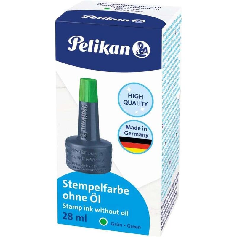 Pelikan Tinta De Sellar Sin Aceite - 28ml - Secado Rapido - Resistente Al Agua - Color Verde Intenso