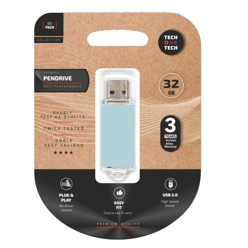 Pendrive 32gb Tech One Tech Basic Usb 2.0 Azul Cielo