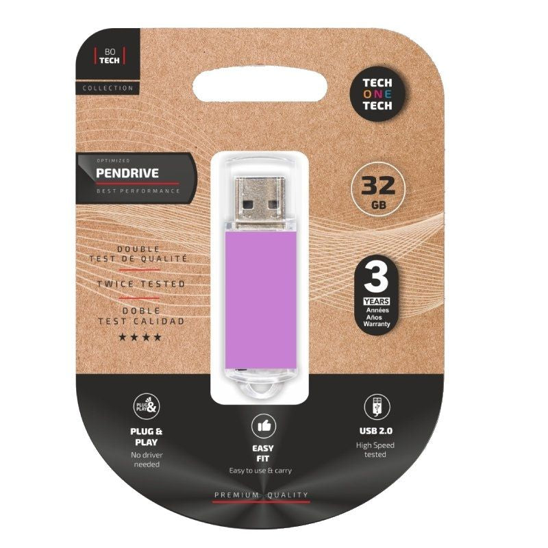 Pendrive 32gb Tech One Tech Basic Usb 2.0 Purpura Claro