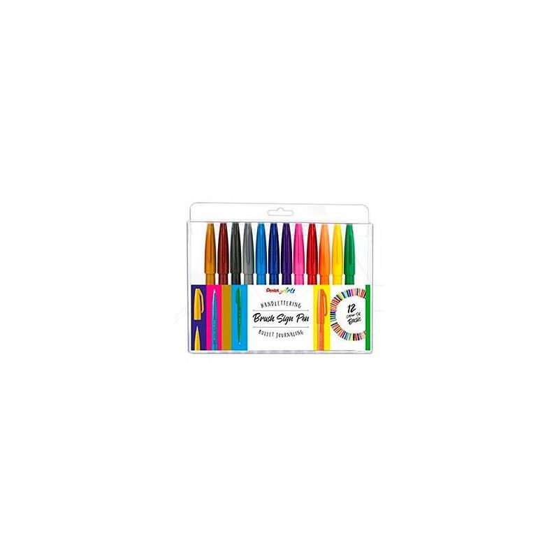Pentel Brush Sing Pen Pack De 12 Rotuladores Con Punta De Pincel - Lineas Finas O Gruesas Dependiendo De La Presion -