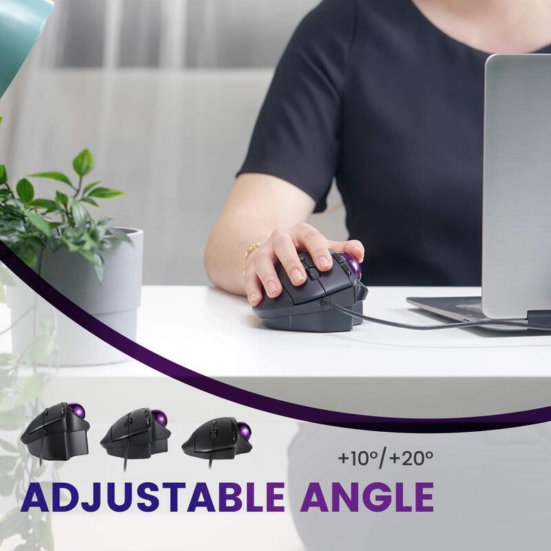 Perixx Perimice-520, Mouse Trackball Ergonómico Con Cable